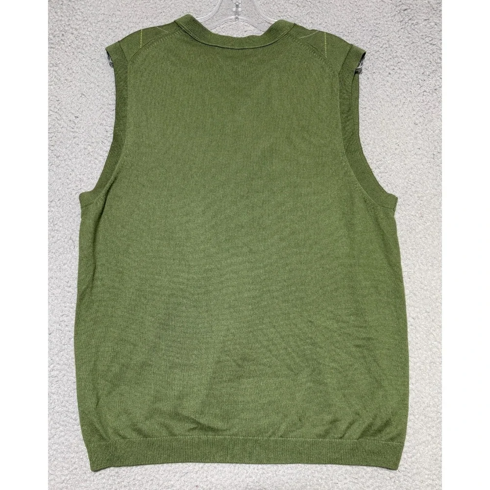 BANANA REPUBLIC Green SILK CASHMERE Blend Diamond Argyle Sweater Vest Mens L